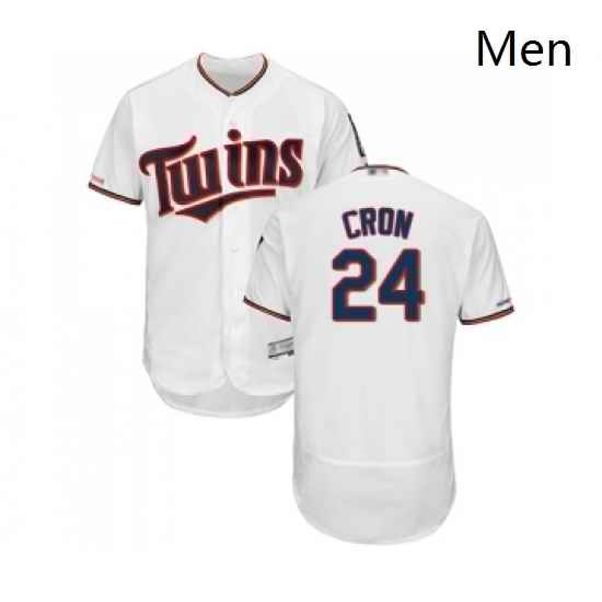 Mens Minnesota Twins 24 C J Cron White Home Flex Base Authentic Collection Baseball Jersey